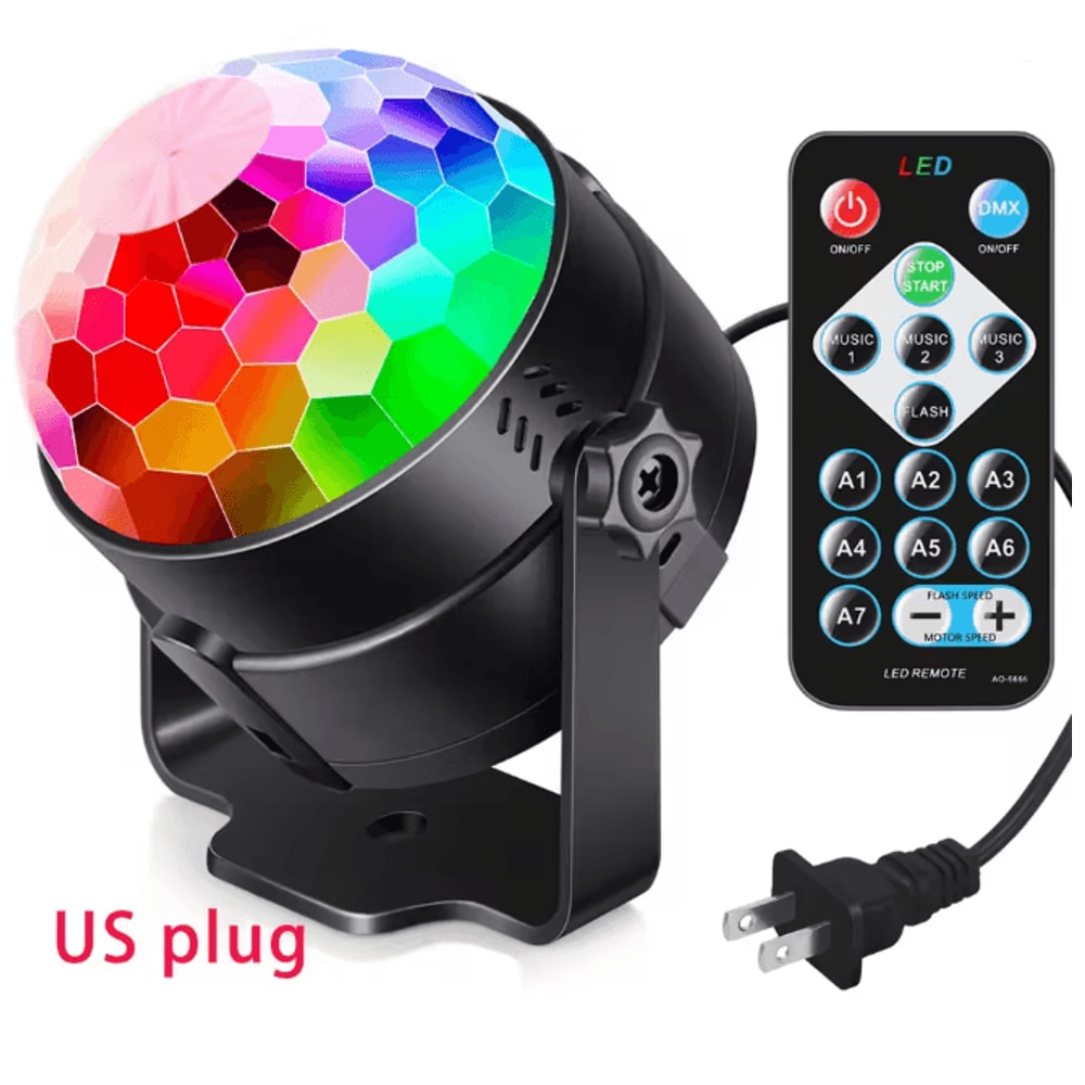 PartyPulse RGB Sound Activated Disco Ball Light With Remote Control 7