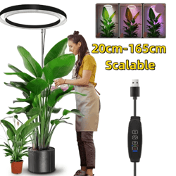 height adjustable led ring grow light full spectrum indoor plant lamp usb powered