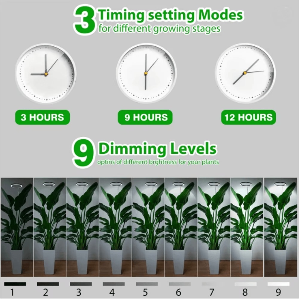 Height Adjustable LED Ring Grow Light Full Spectrum Indoor Plant Lamp USB Powered 1