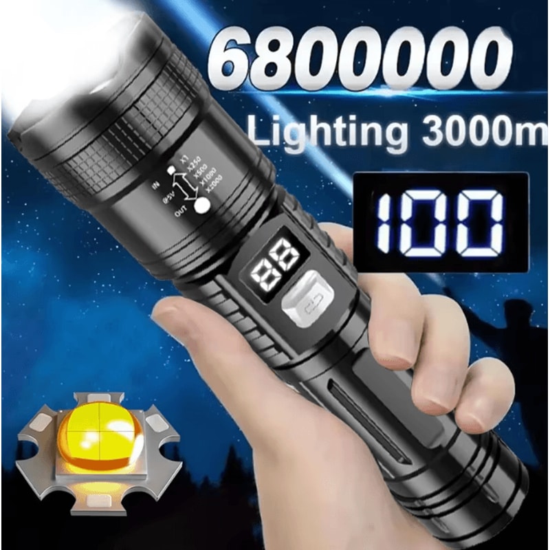 High Power LED Flashlight USB Rechargeable Emergency Torch For Camping And Outdoor Use 0