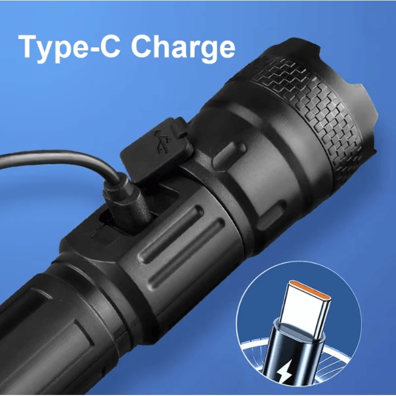 High Power LED Flashlight USB Rechargeable Emergency Torch For Camping And Outdoor Use 1
