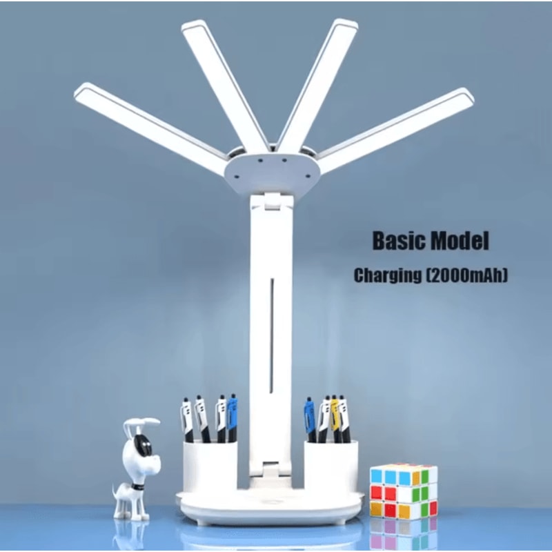 Multifunction LED Desk Lamp With Fan Clock And USB Charging Folding Table Light 9
