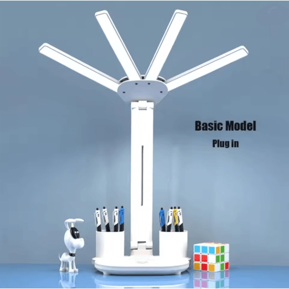 Multifunction LED Desk Lamp With Fan Clock And USB Charging Folding Table Light 8