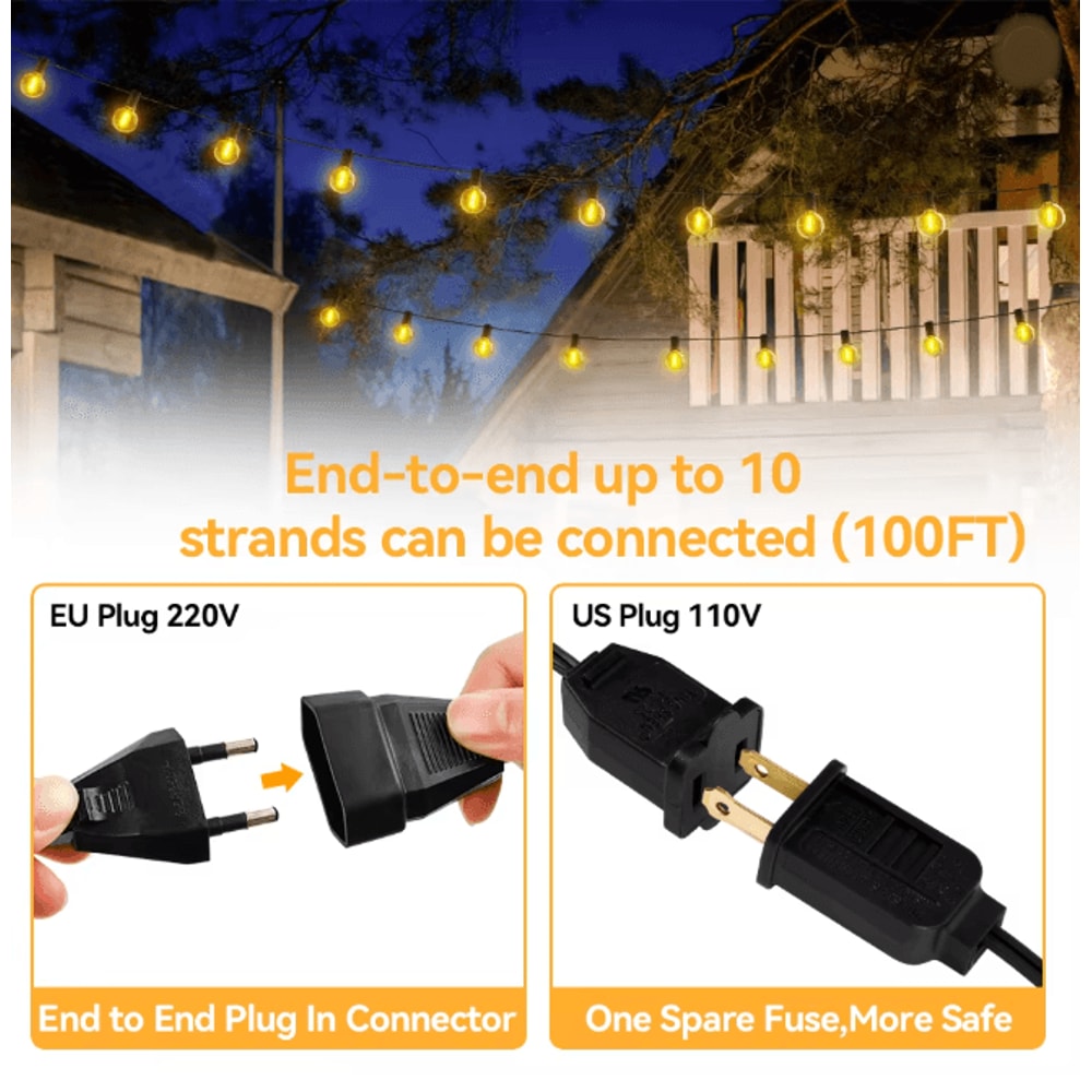 Outdoor LED Fairy String Lights 30M Vintage G40 Patio Garden Light For Parties And Weddings 3