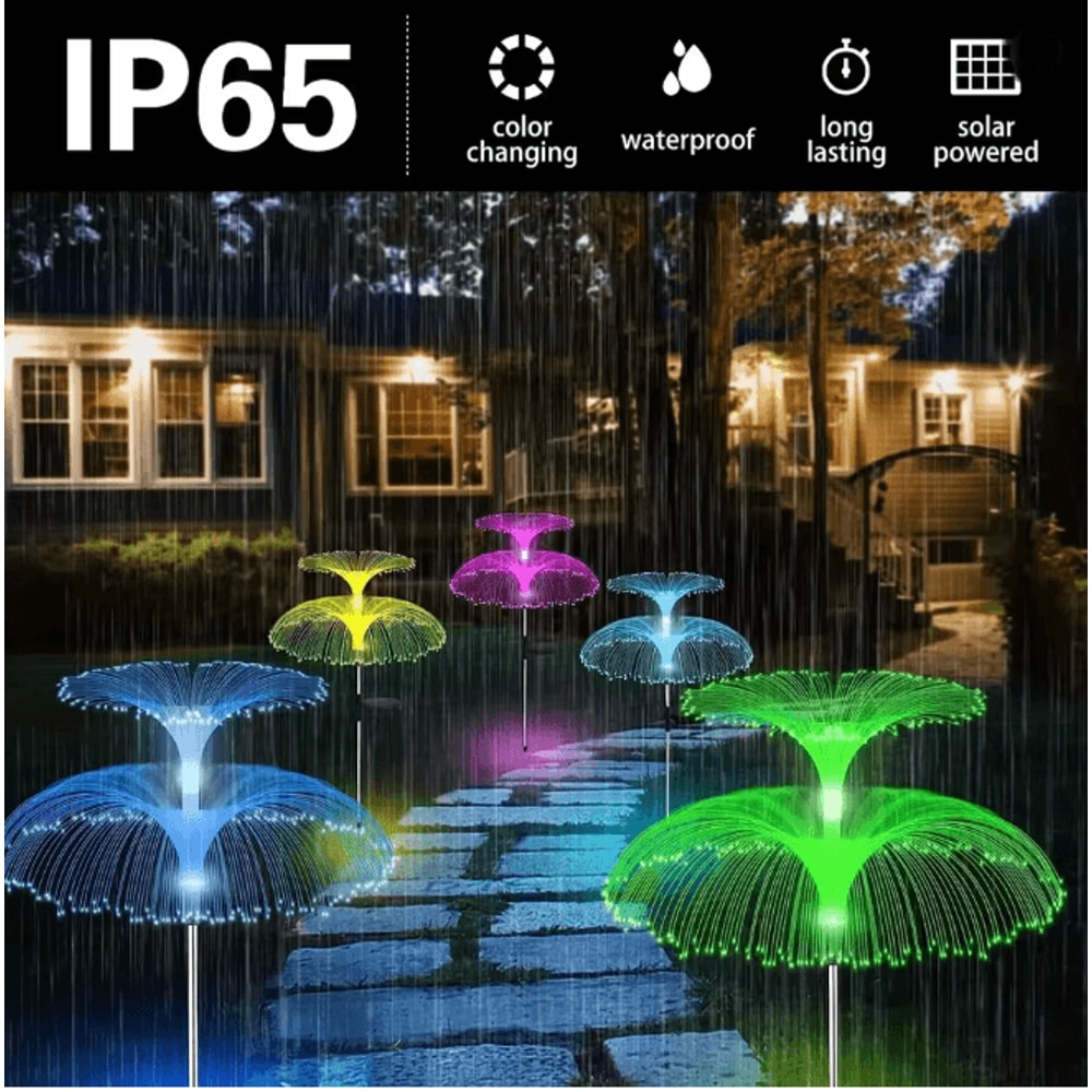 Solar Jellyfish Garden Lights Color Changing Outdoor LED Stake Lights For Yard And Pathway Decor 2