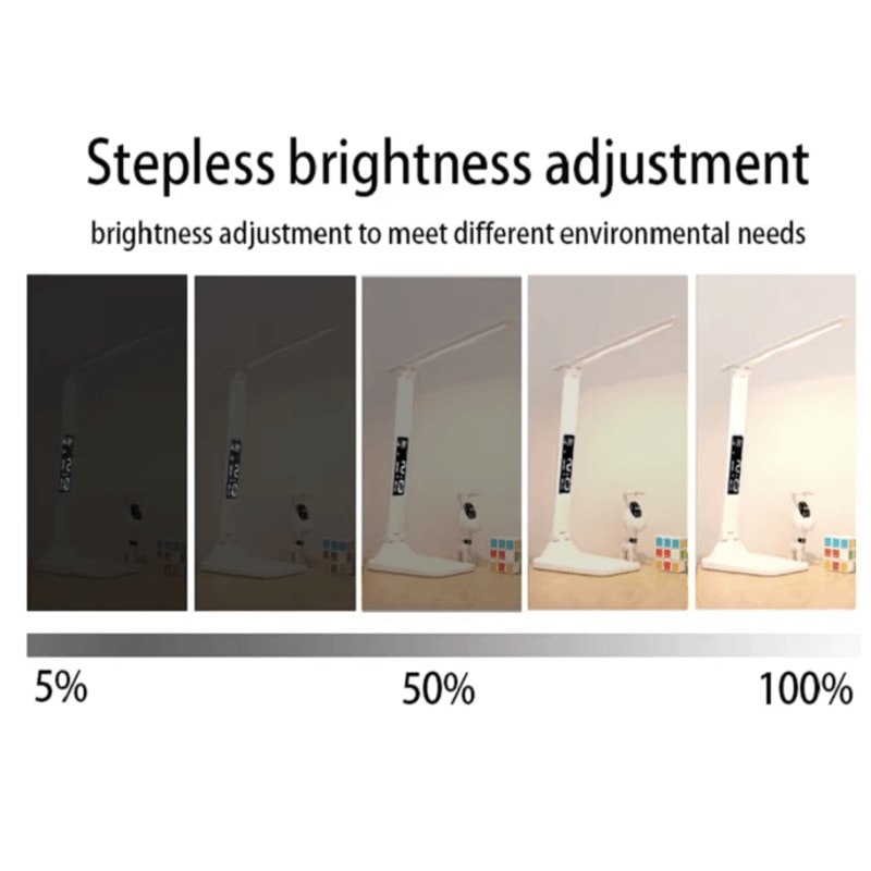 Folding LED Desk Lamp USB Touch Dimmable Reading Light With Clock And Thermometer 1