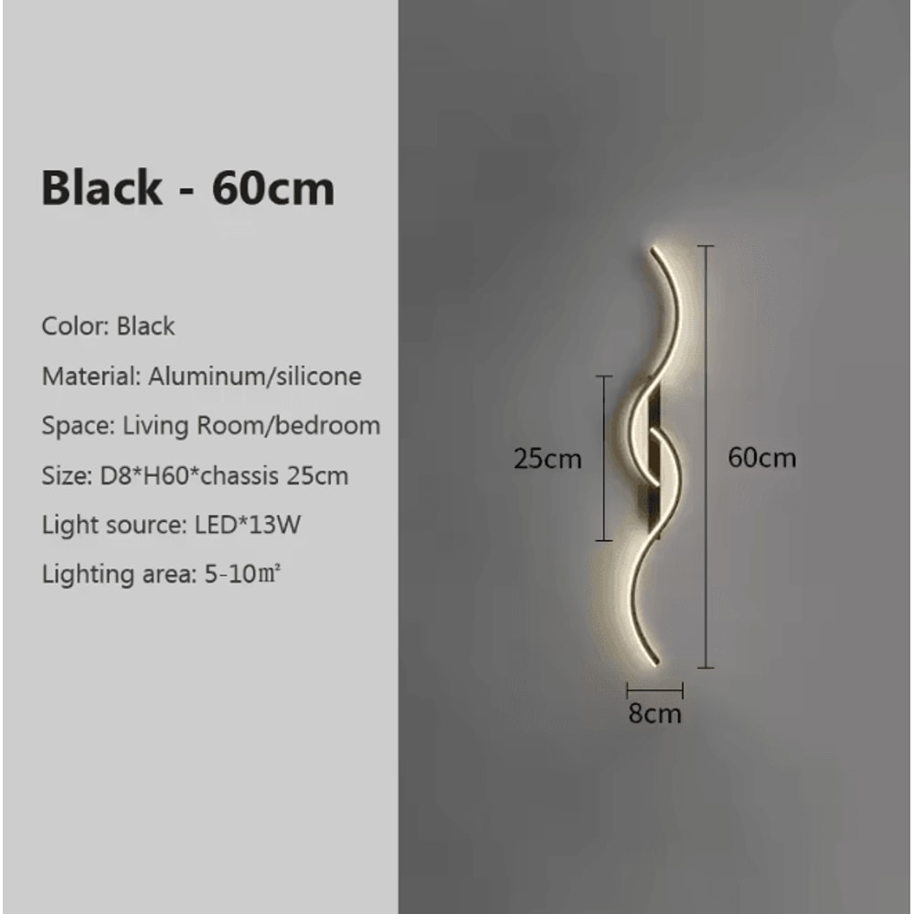 Modern LED Wall Lamp Minimalist Bedside Wall Light Long Strip Indoor Sconce 5