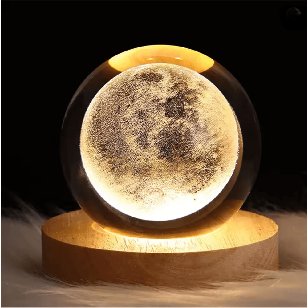 3D Crystal Ball Galaxy Lamp USB Night Light Planet Projection Decor 0