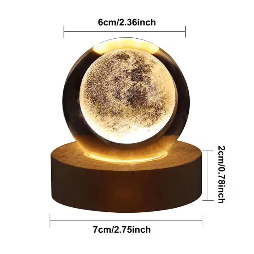 3D Crystal Ball Galaxy Lamp USB Night Light Planet Projection Decor 3