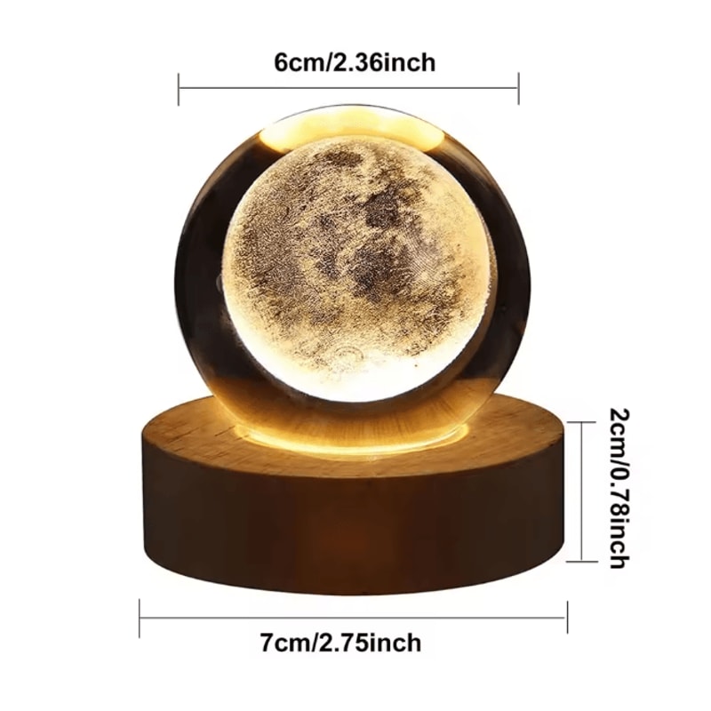 3D Crystal Ball Galaxy Lamp USB Night Light Planet Projection Decor 3