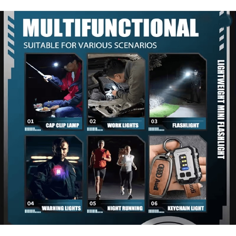 Pocket COB LED Keychain Flashlight Rechargeable Magnetic Mini Torch Light 2