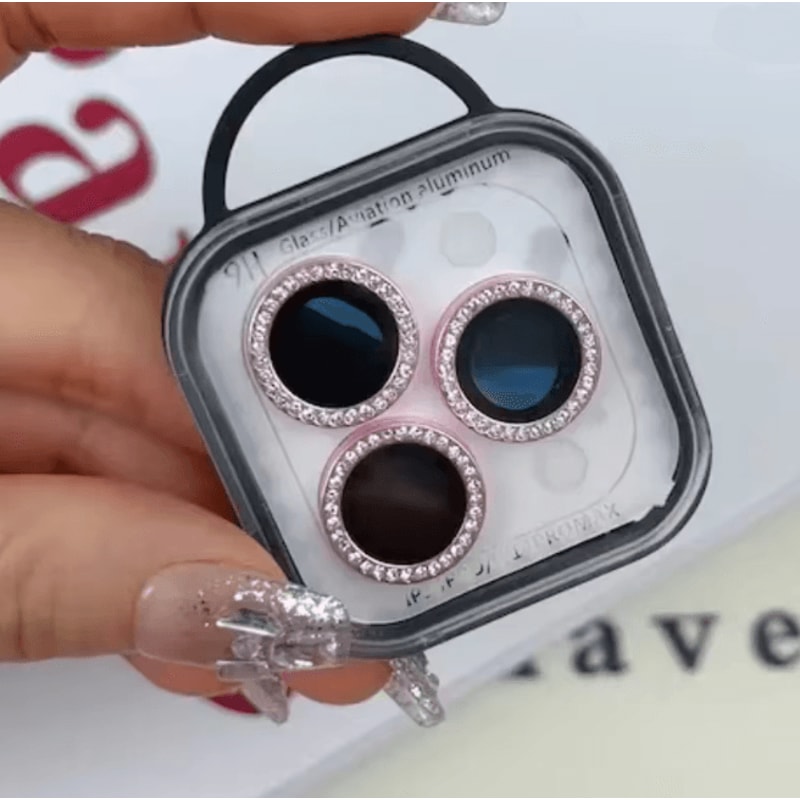 Glitter Camera Lens Protector For IPhone Diamond Ring Glass Cover Set 0