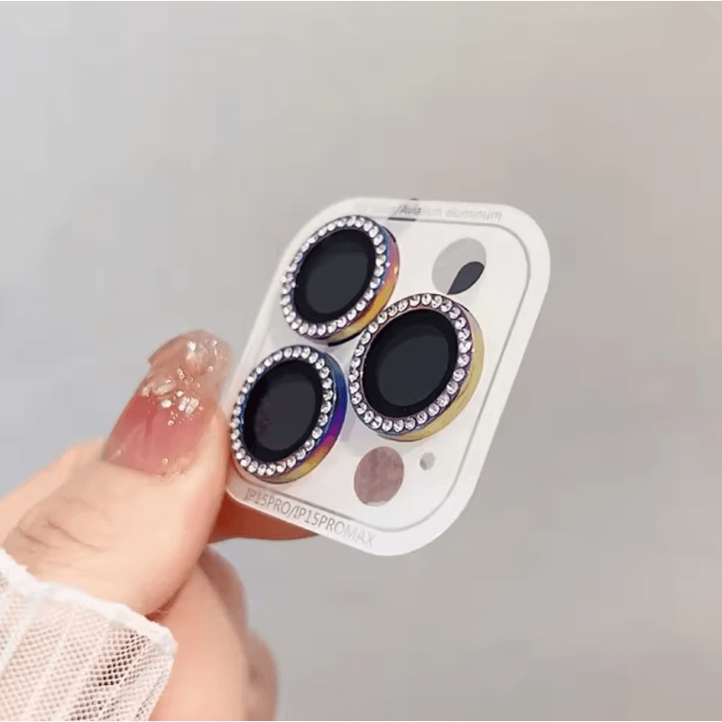 Glitter Camera Lens Protector For IPhone Diamond Ring Glass Cover Set 9
