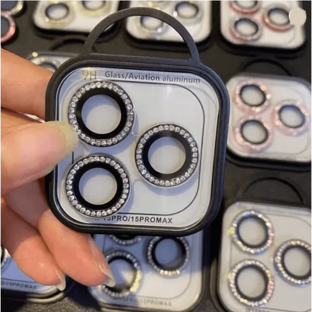 Glitter Camera Lens Protector For IPhone Diamond Ring Glass Cover Set 2