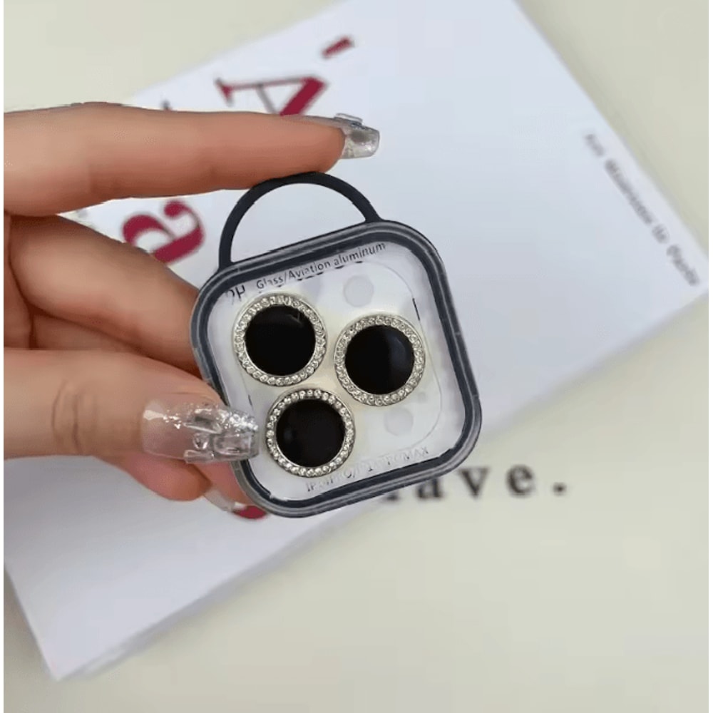 Glitter Camera Lens Protector For IPhone Diamond Ring Glass Cover Set 4