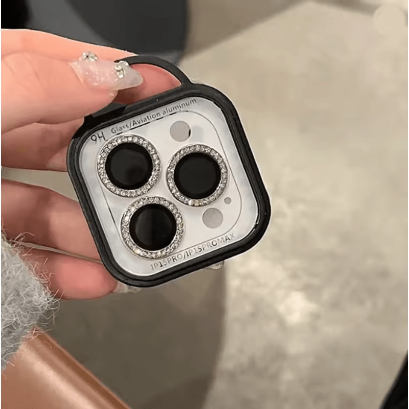 Glitter Camera Lens Protector For IPhone Diamond Ring Glass Cover Set 8