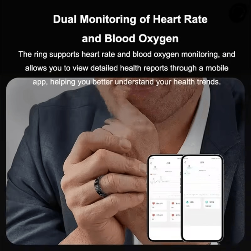 Smart Health Monitoring Ring Heart Rate Sleep Tracker Waterproof Fitness Ring 3