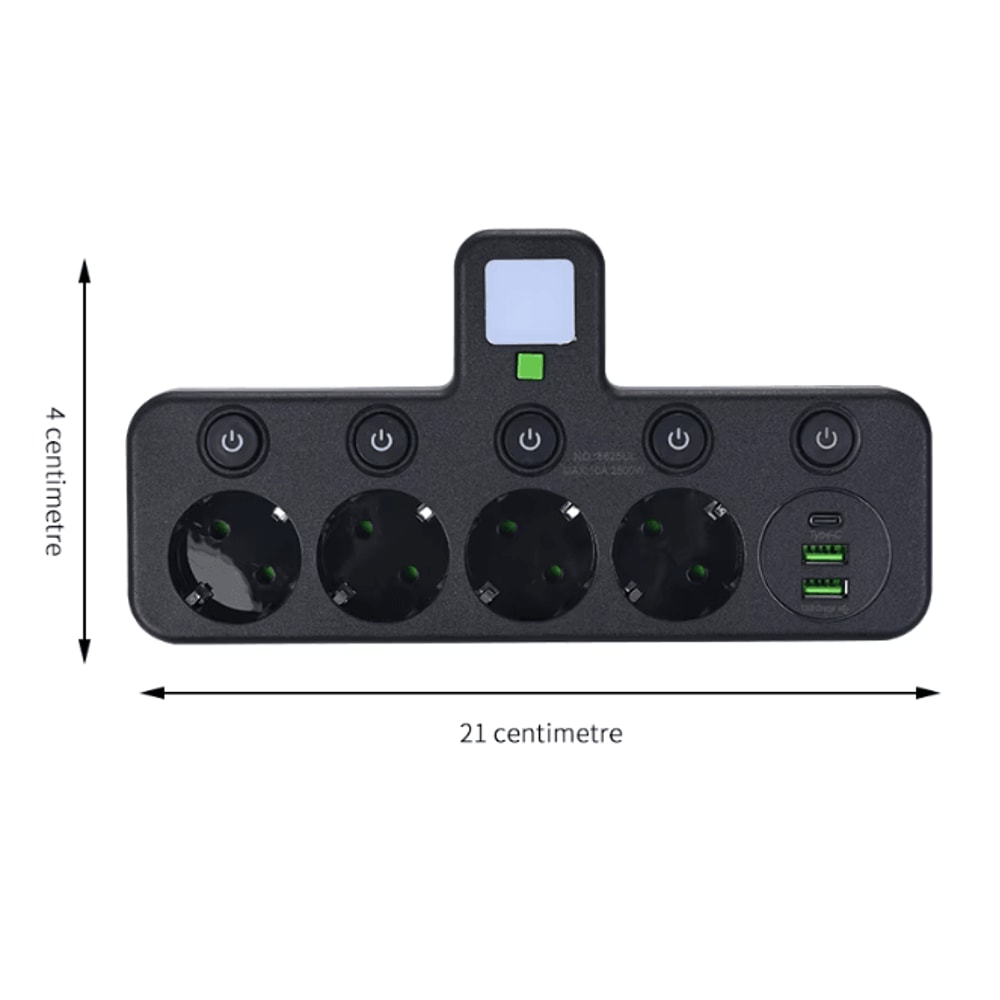 EU Multi Socket Wall Plug Adapter Four Way Power Socket Space Saving Design 2