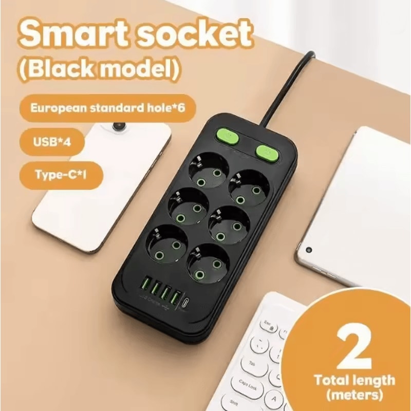 EU Multi Socket Wall Plug Adapter Four Way Power Socket Space Saving Design 11