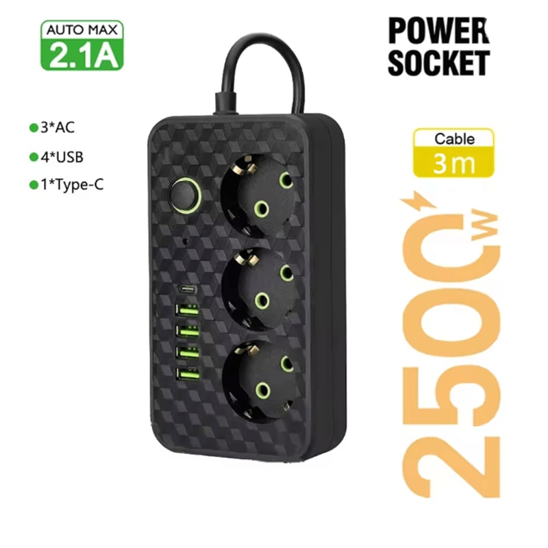 EU Multi Socket Wall Plug Adapter Four Way Power Socket Space Saving Design 13