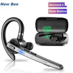 new bee m53 bluetooth headset noise cancelling wireless earpiece for calls and driving