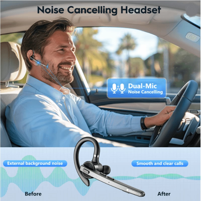 New Bee M53 Bluetooth Headset Noise Cancelling Wireless Earpiece For Calls And Driving 1