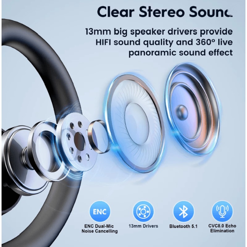 New Bee M53 Bluetooth Headset Noise Cancelling Wireless Earpiece For Calls And Driving 2