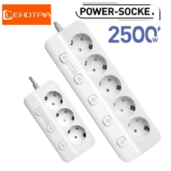 eu power strip with independent switches multi socket extension adapter