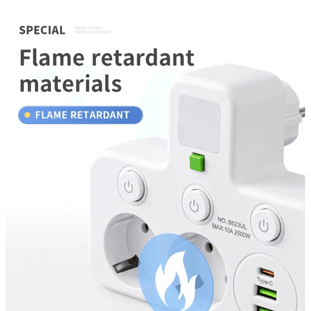 EU Power Strip Wall Socket With USB Charger Independent Switch Adapter 1