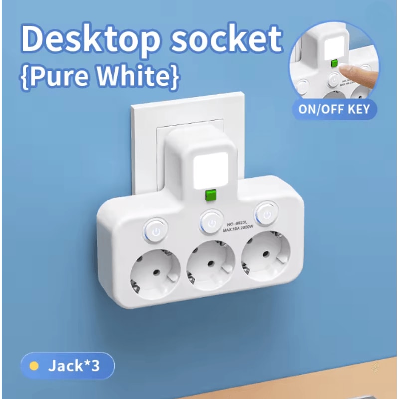 EU Power Strip Wall Socket With USB Charger Independent Switch Adapter 3