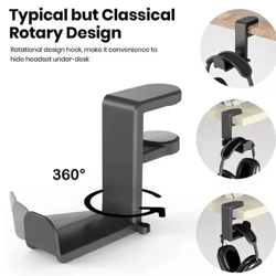 360 degree rotating desk clip headphone holder no punch headset stand