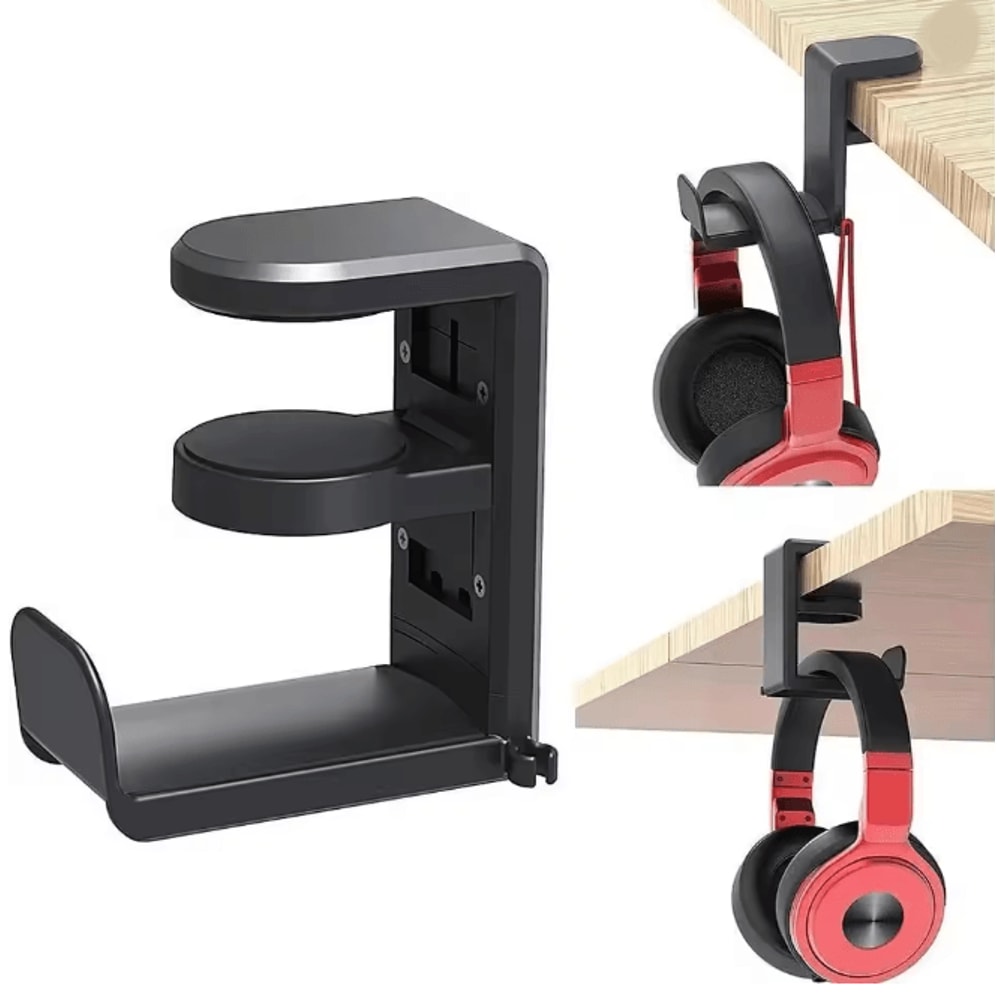 360 Degree Rotating Desk Clip Headphone Holder No Punch Headset Stand 1