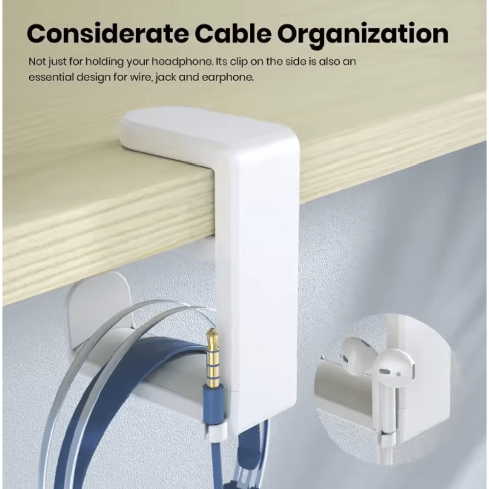 VIKEFON Desk Clip Headphone Holder 360 Degree Rotating No Punch Organizer 2