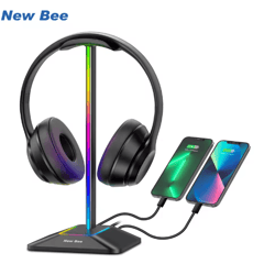 new bee z8 rgb gaming headset stand with usb ports, desk headphone holder