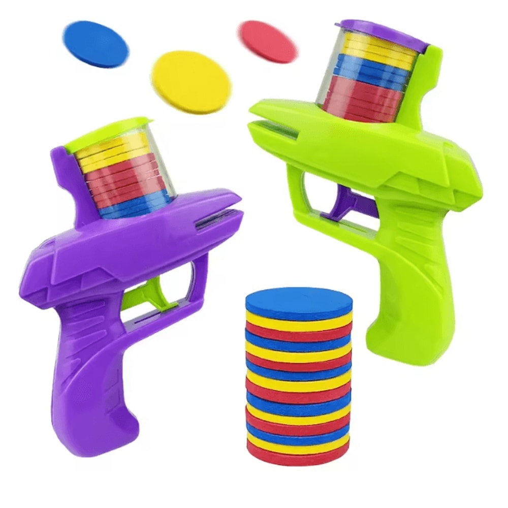 Double Player Flying Disc Gun Safe Shooting Game For Kids 0