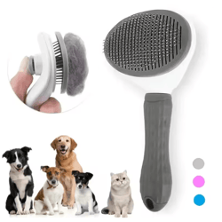 self cleaning pet brush for dogs and cats grooming and deshedding