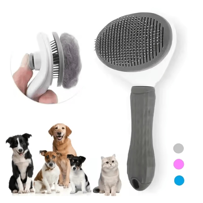 Self Cleaning Pet Brush For Dogs And Cats Grooming And Deshedding 0