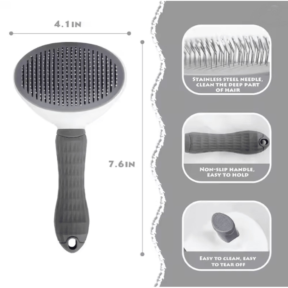 Self Cleaning Pet Brush For Dogs And Cats Grooming And Deshedding 2