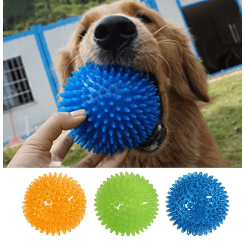 Squeaky Chew Ball Dog Toy For Teeth Cleaning And Training 0