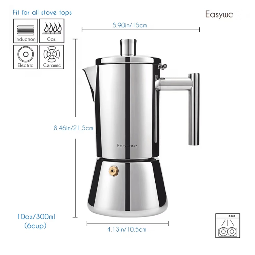 Stainless Steel Stovetop Espresso Maker Italian Moka Pot For Induction 1