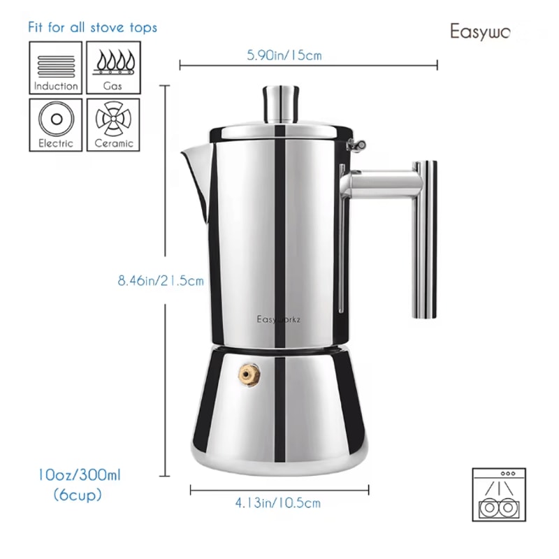 Stainless Steel Stovetop Espresso Maker Italian Moka Pot For Induction 1
