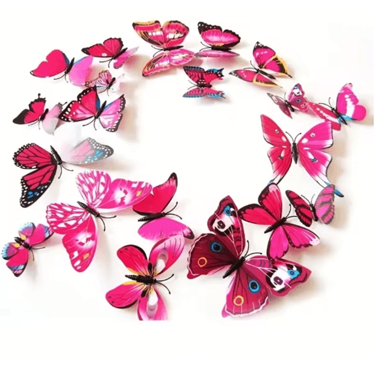 12PCS 3D Butterfly Wall Stickers Double Layer Decorative Wall Art Set 1