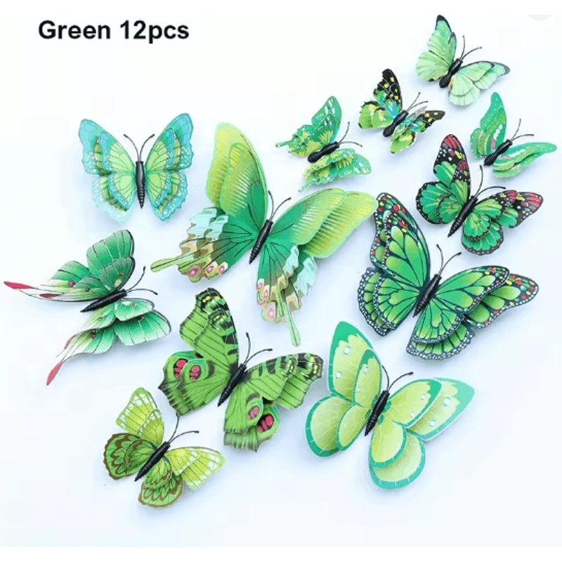 12PCS 3D Butterfly Wall Stickers Double Layer Decorative Wall Art Set 4