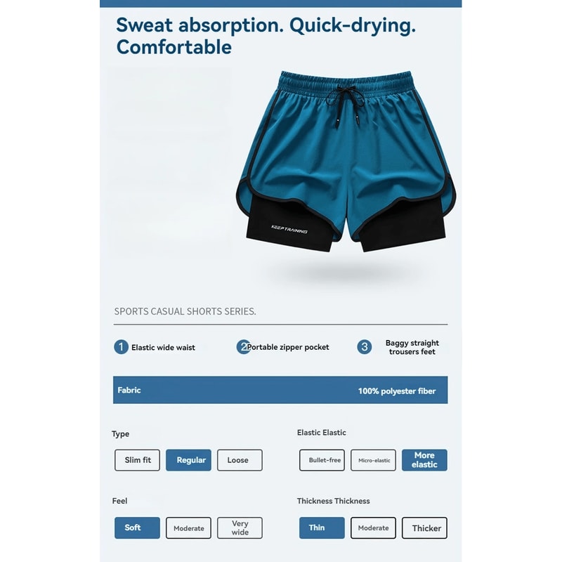 Ice Silk Mens Sports Shorts Quick Dry Running Basketball Fitness Set 1