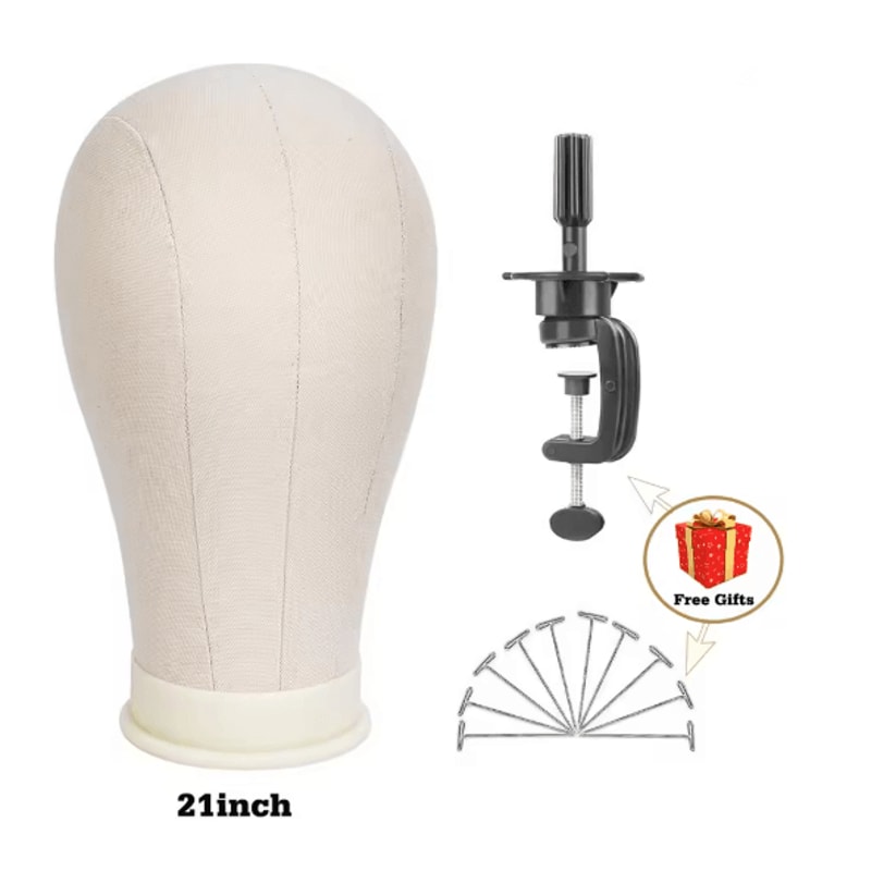 Canvas Wig Head Mannequin With Stand For Wig Making And Display 2