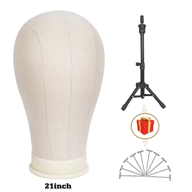 Canvas Wig Head Mannequin With Stand For Wig Making And Display 3