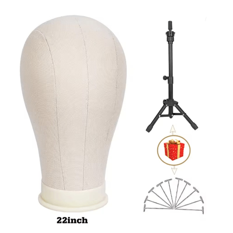 Canvas Wig Head Mannequin With Stand For Wig Making And Display 4