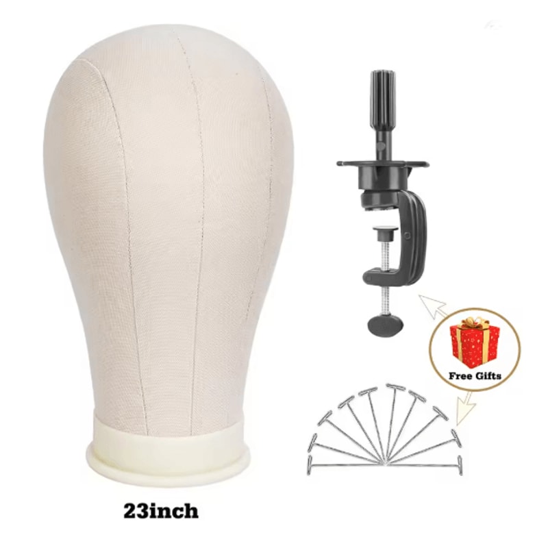 Canvas Wig Head Mannequin With Stand For Wig Making And Display 6