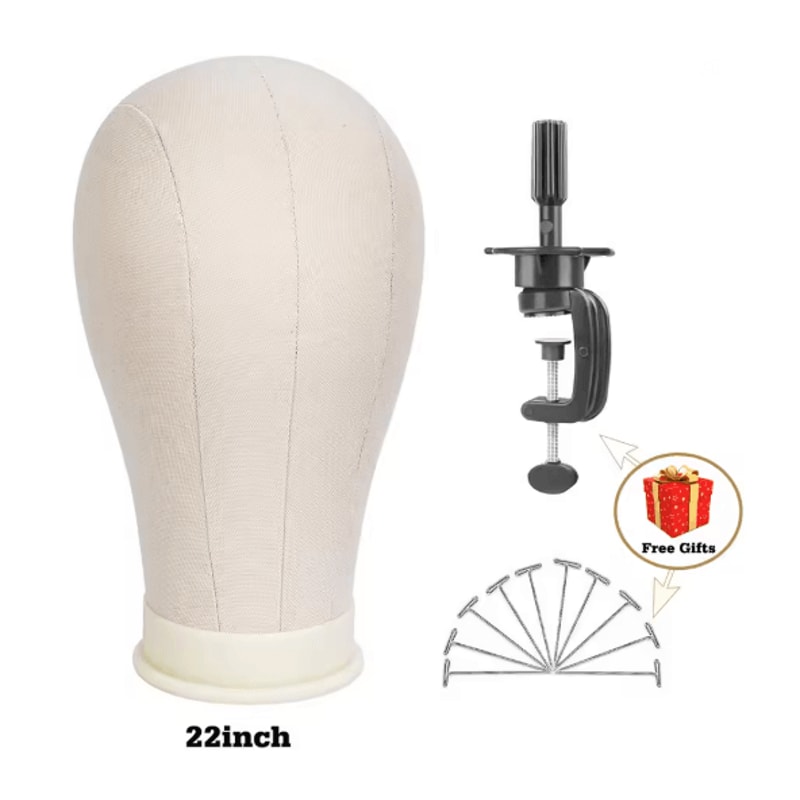 Canvas Wig Head Mannequin With Stand For Wig Making And Display 7
