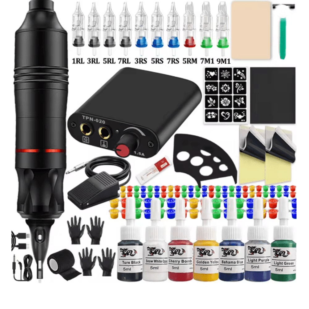 Complete Tattoo Pen Machine Kit Rotary Cartridge Tattoo Starter Set 3